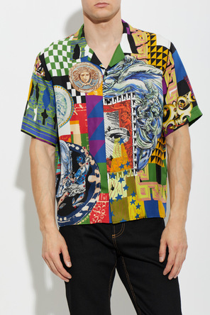 Versace Camisa de seda con estampado "Medusa Collage"