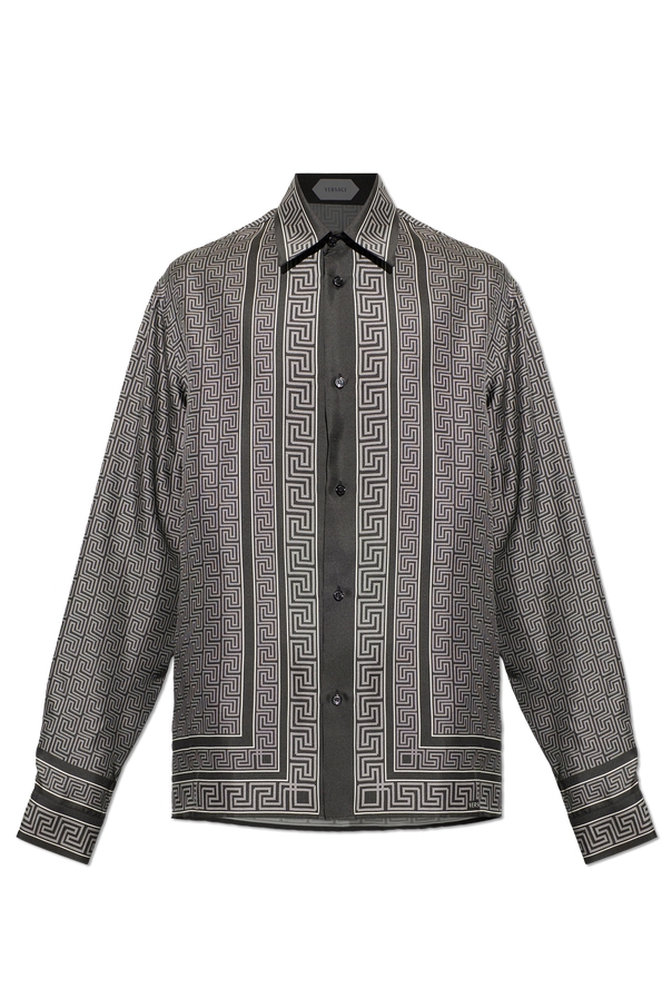 Silk shirt with `Greca Dots` print od Versace