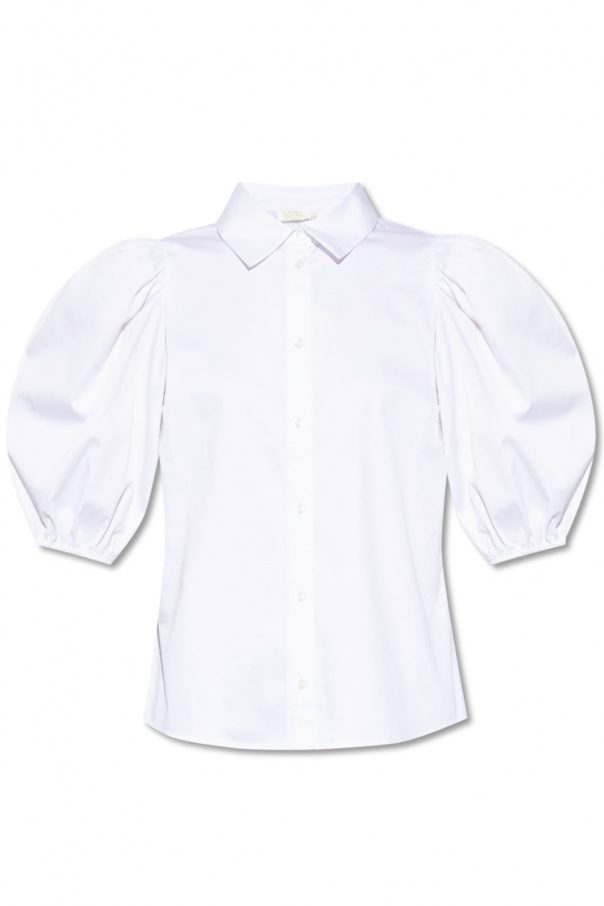 utility-pocket shirt jacket Blue ‘Kira’ top