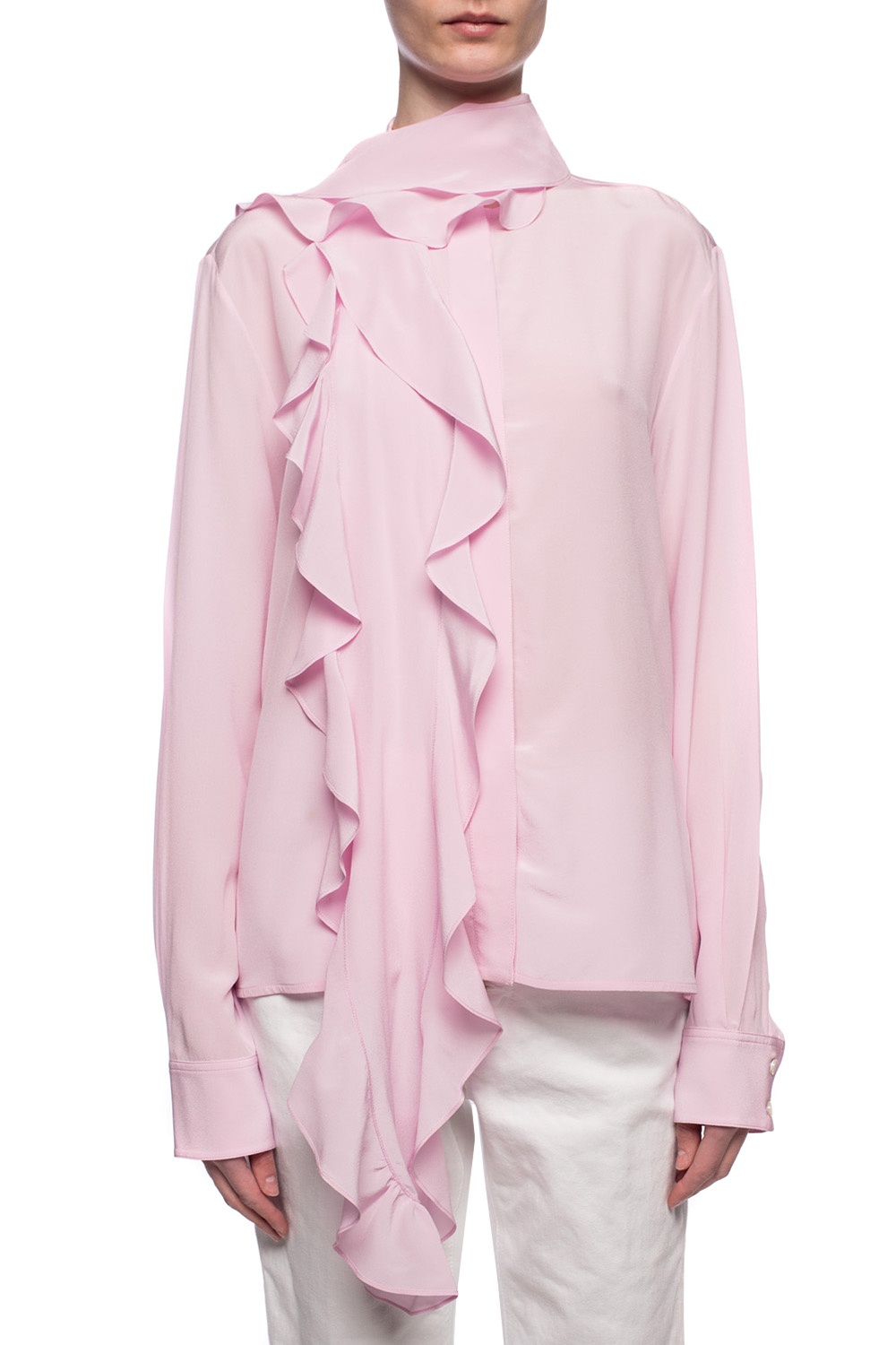 pink ruffle shirt