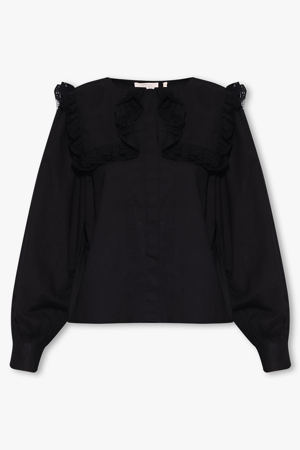 logo-print mock-neck sweatshirt ‘Elizabeth’ shirt with decorative collar