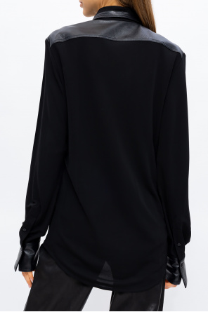 Victoria Beckham Long-sleeved shirt Classic collar Buttoned cuffs All-over print Buttoned fastening Straight cut