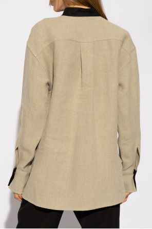 FERRAGAMO Linen top with a stand-up collar
