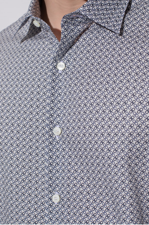 FERRAGAMO Cotton shirt with ‘Gancini’ pattern