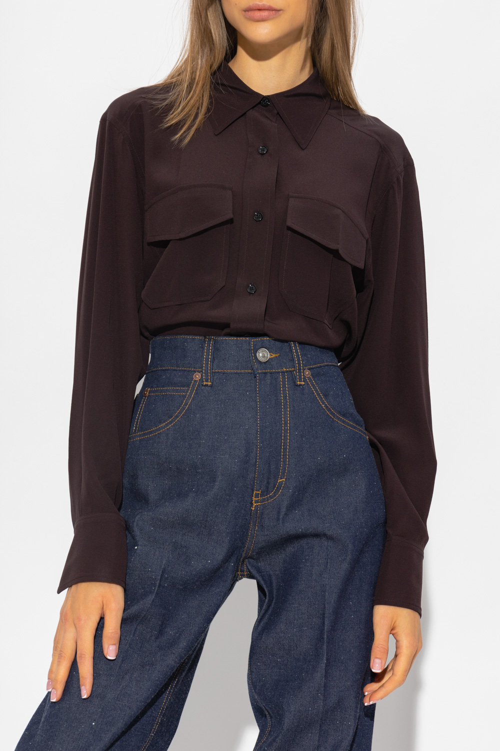 Victoria Beckham Silk sort shirt with pockets