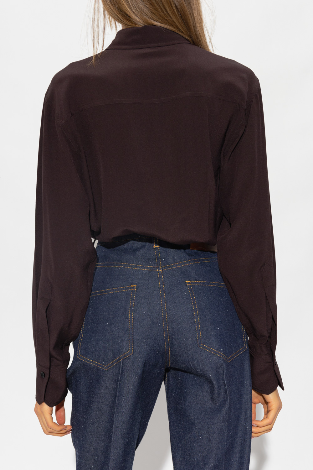 Victoria Beckham Silk camp-collar shirt with pockets