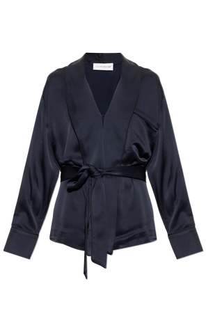 Satin blazer with belt