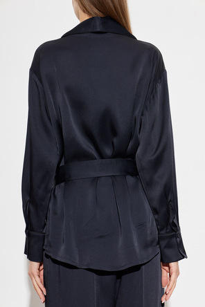 Victoria Beckham Americana satinada con cinturón