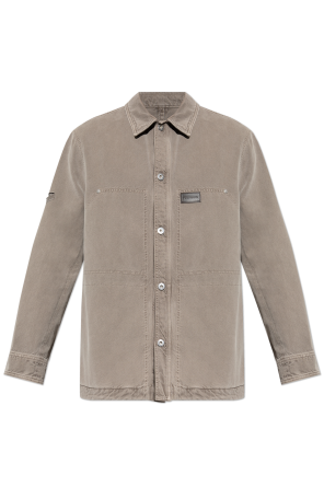 Denim shirt with logo patch