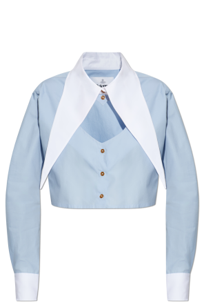 Short shirt with decorative neckline