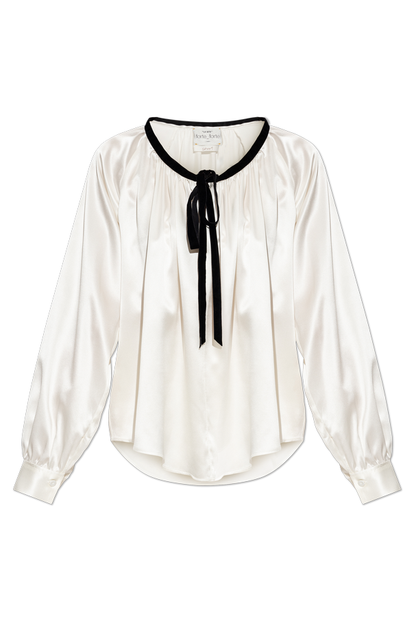 Silk top with decorative tie at the neckline od forte_forte