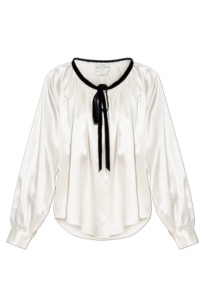 Silk top with decorative tie at the neckline