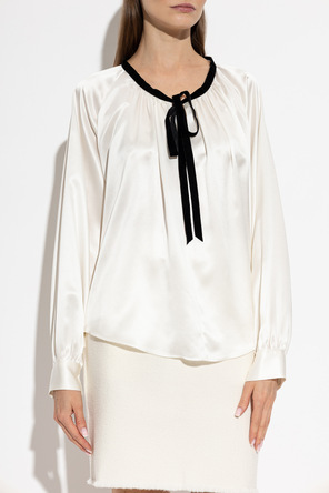 forte_forte Silk top with decorative tie at the neckline