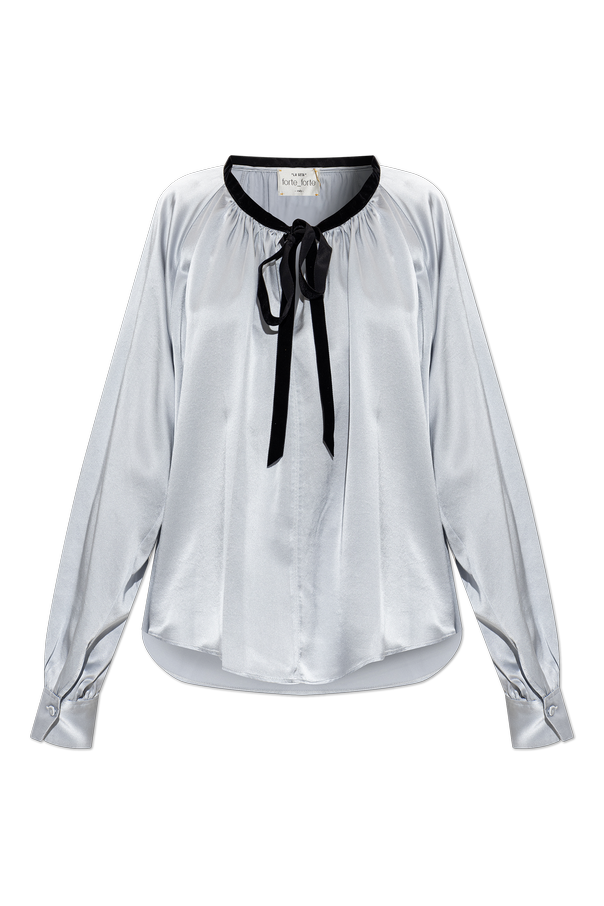 Silk top with decorative tie at the neckline od forte_forte