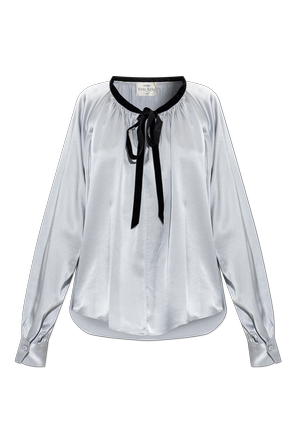 Silk top with decorative tie at the neckline