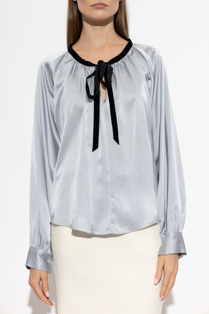forte_forte Silk top with decorative tie at the neckline