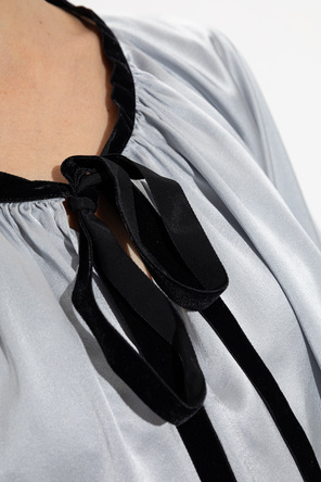 forte_forte Silk top with decorative tie at the neckline