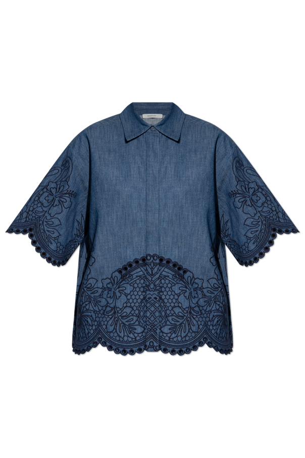 Denim shirt with decorative embroidery od Zimmermann