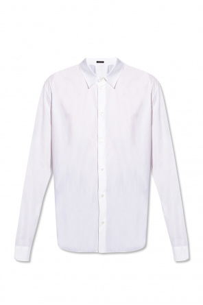 rose-embroidered cotton poplin shirt