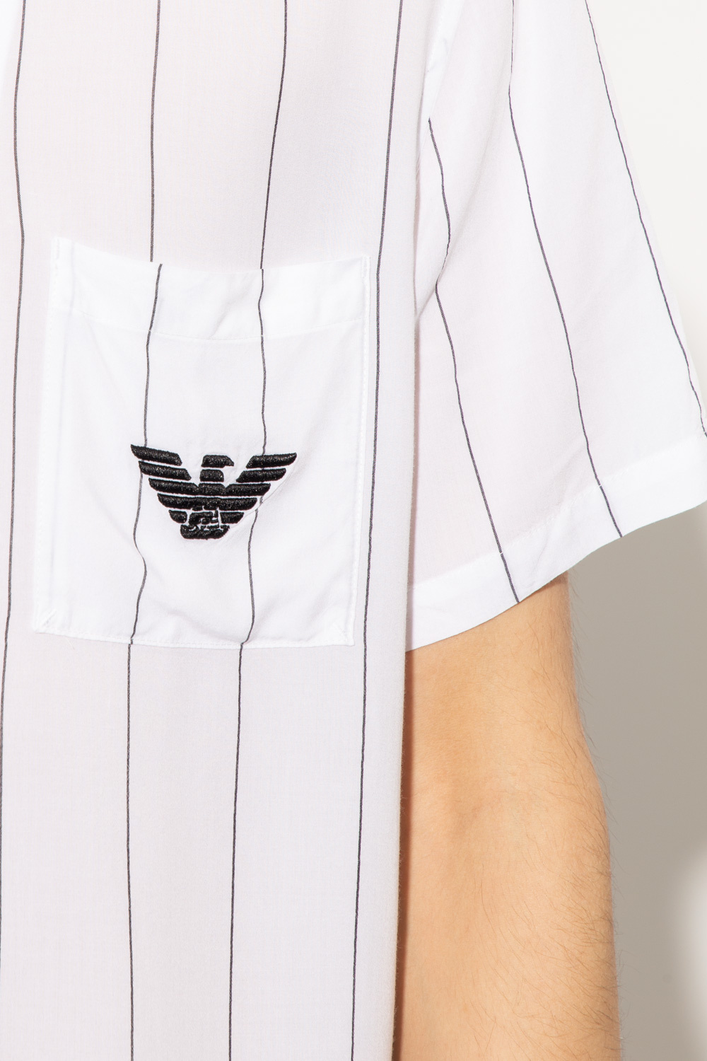 Emporio Armani Emporio Armani logo embroidered striped shirt