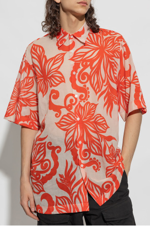 sleeveless patchwork print button shirt dress button shirt with floral motif