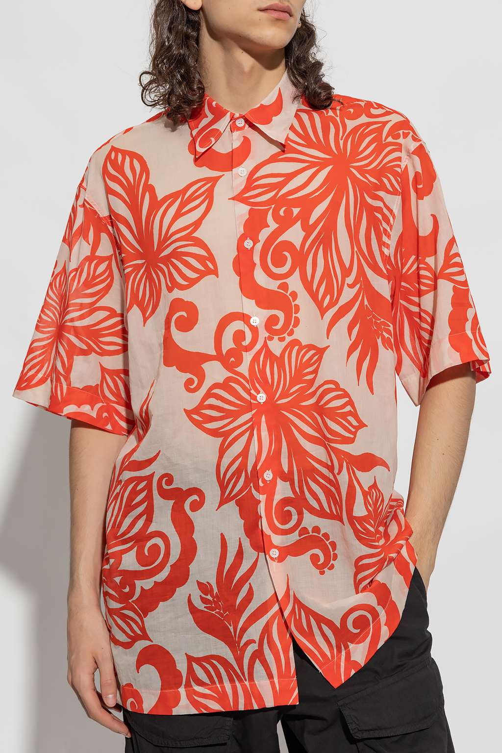 Dries Van Noten caps shirt with floral motif