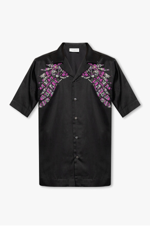 floral-lace detail shirt Black