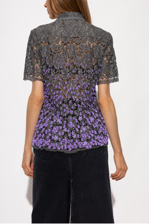 Elephant-print cotton polo shirt Lace shirt