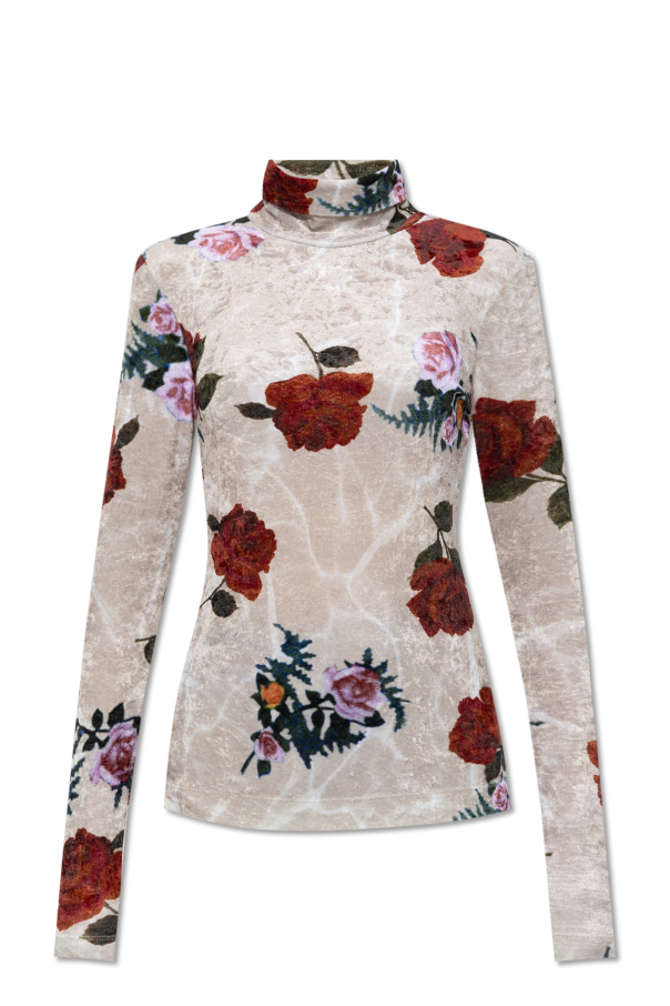 Turtleneck top with floral motif od Dries Van Noten