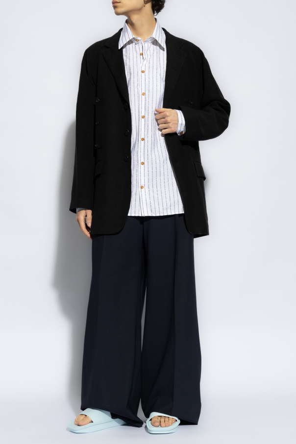 Vivienne Westwood Linen Yarn Dyed Tier Hem Shirt Dress
