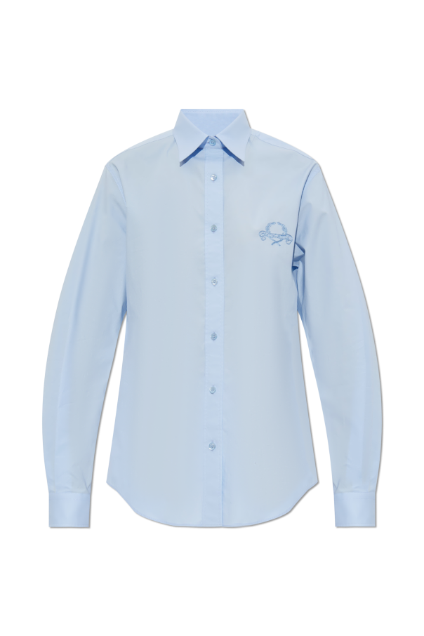 Moschino Camisa de algodón con logo bordado