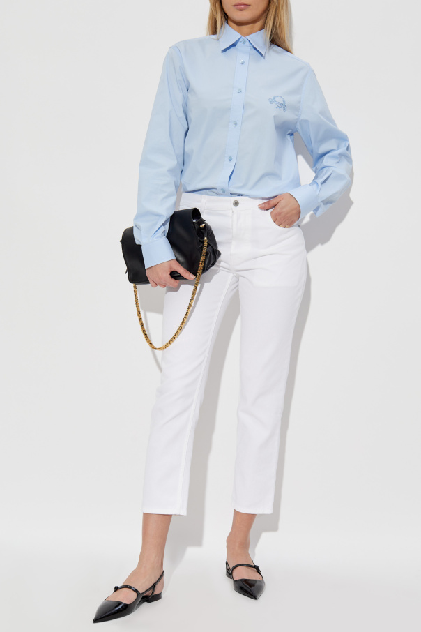 Moschino Camisa de algodón con logo bordado