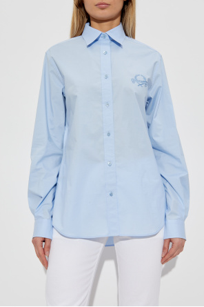 Moschino Camisa de algodón con logo bordado