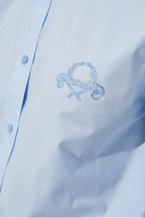 Moschino Camisa de algodón con logo bordado