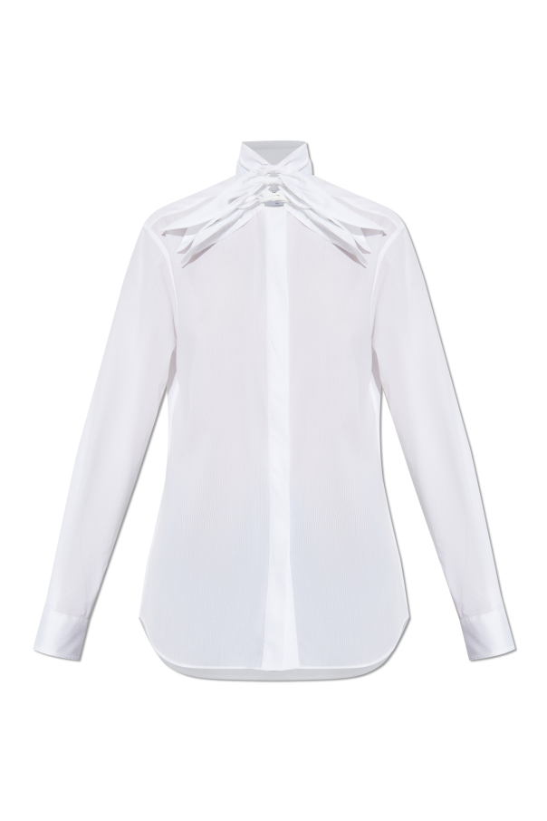 Blouse with decorative tie at the neckline od Moschino