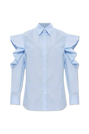 Shirt with ruffles on the shoulders