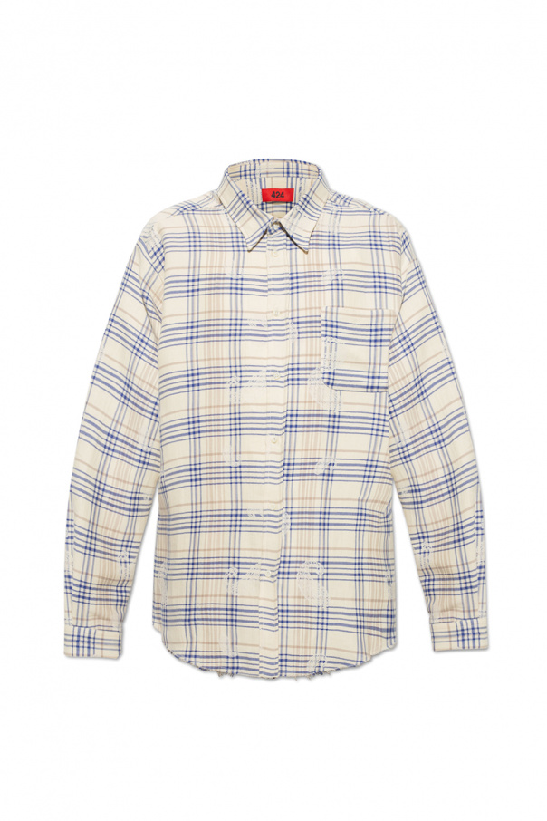 424 Checked layered-tulle shirt