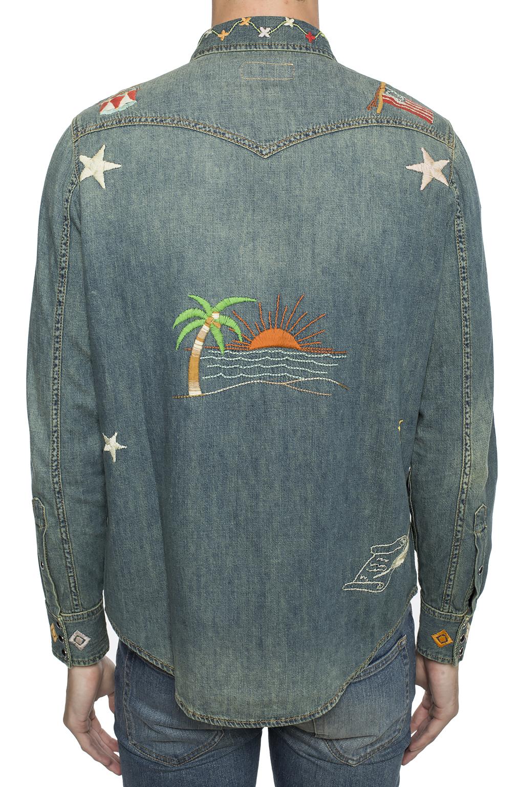 Embroidered denim shirt Saint Laurent 