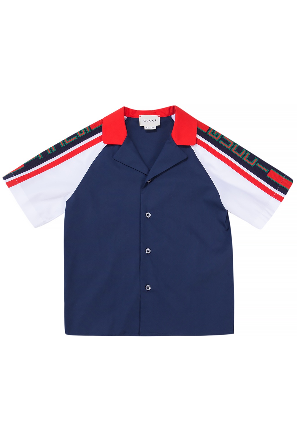 red white and blue gucci shirt