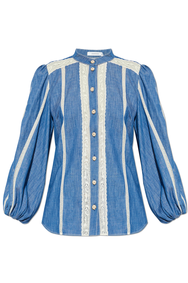 Denim shirt with lace trim od Zimmermann