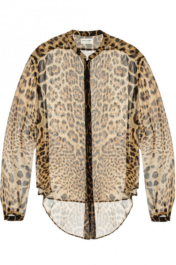 Saint Laurent Leopard-printed silk shirt