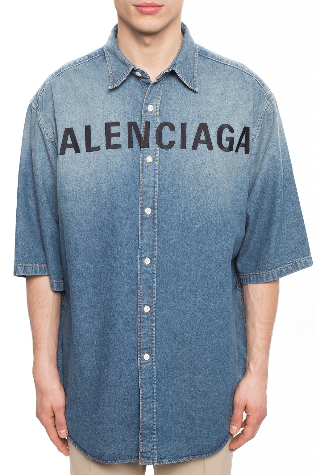 Blue Short sleeve denim shirt Balenciaga  Vitkac GB