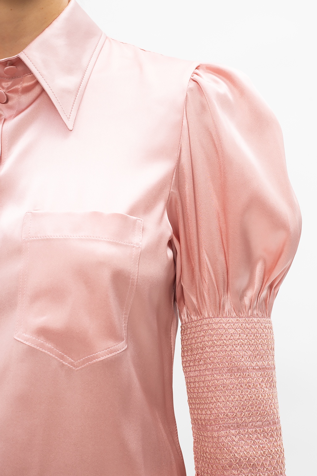 gucci pink satin shirt
