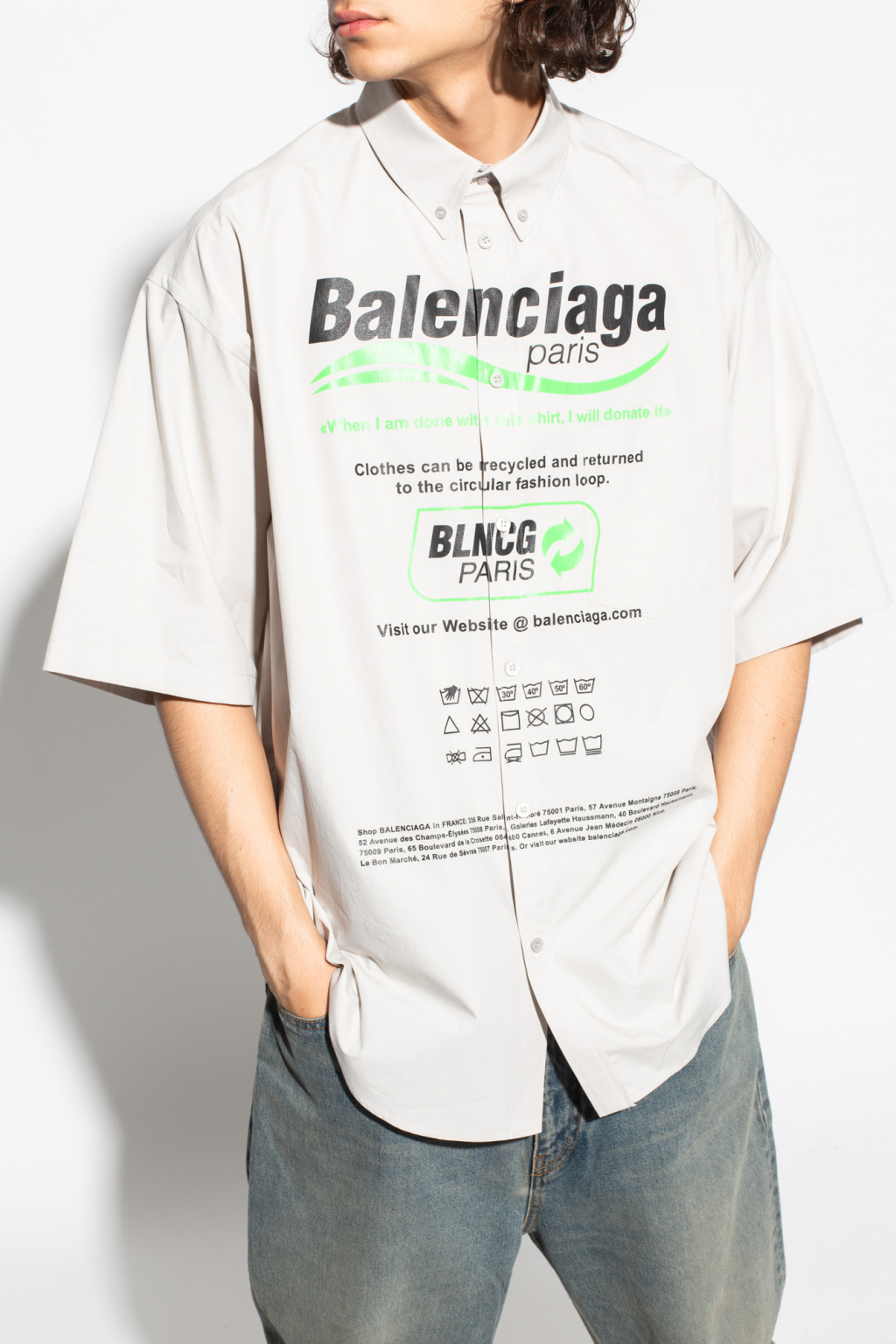 Balenciaga Topman Szary klasyczny T-shirt