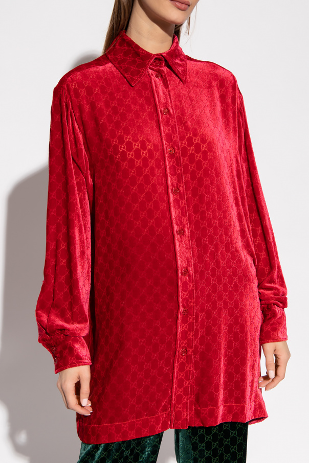 Gucci Velvet Classic Shirt In Red