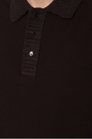 Bottega Veneta Cotton polo sport shirt with woven collar