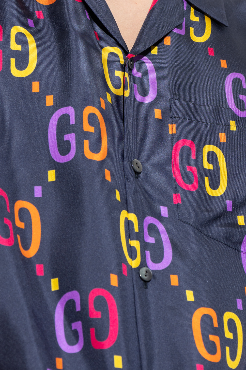 Gucci monogram-pattern Silk Shirt - Blue