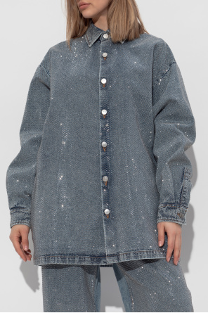 Stella McCartney Jeansowa koszula z połyskującymi aplikacjami