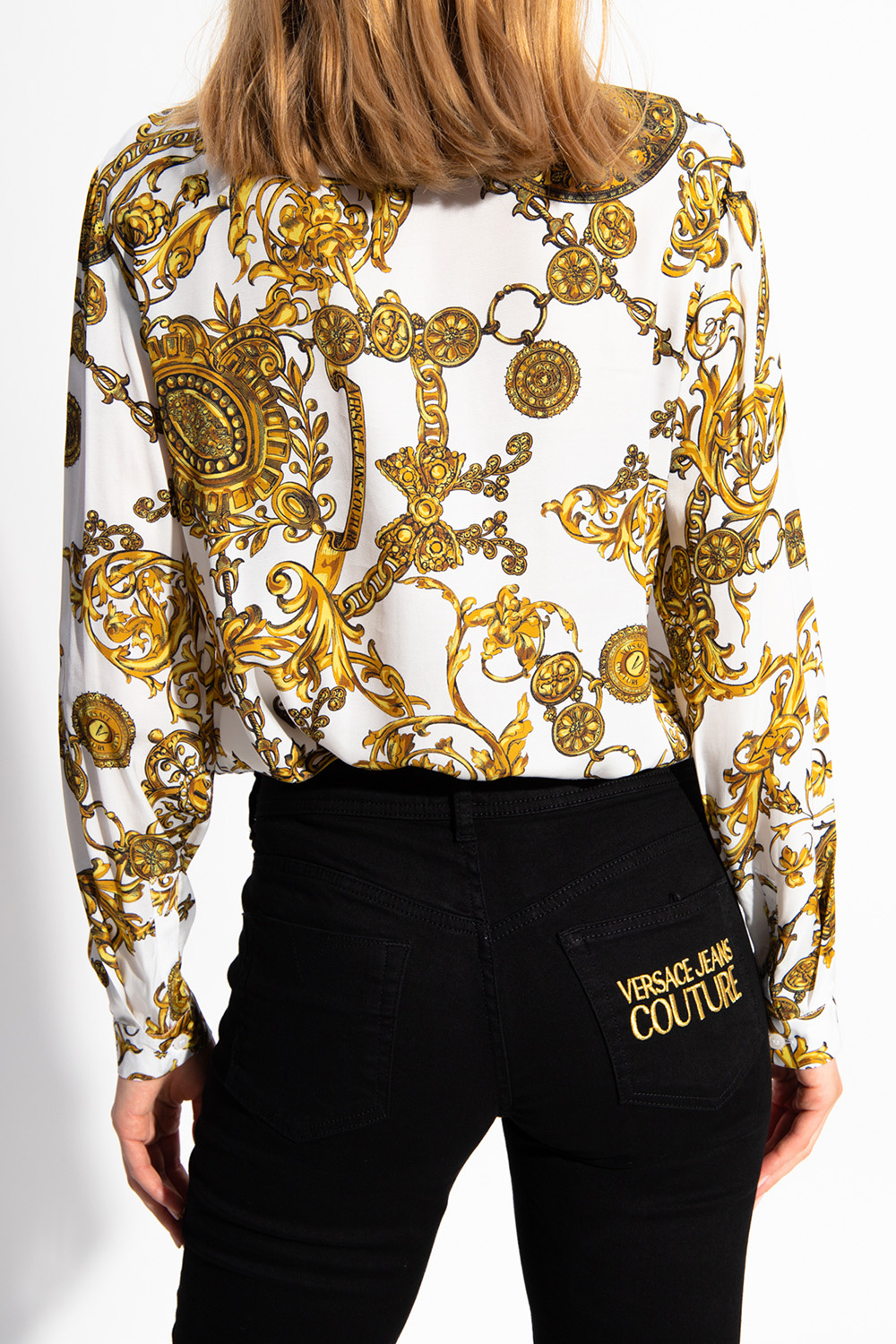 VERSACE JEANS COUTURE: top with baroque print - Black