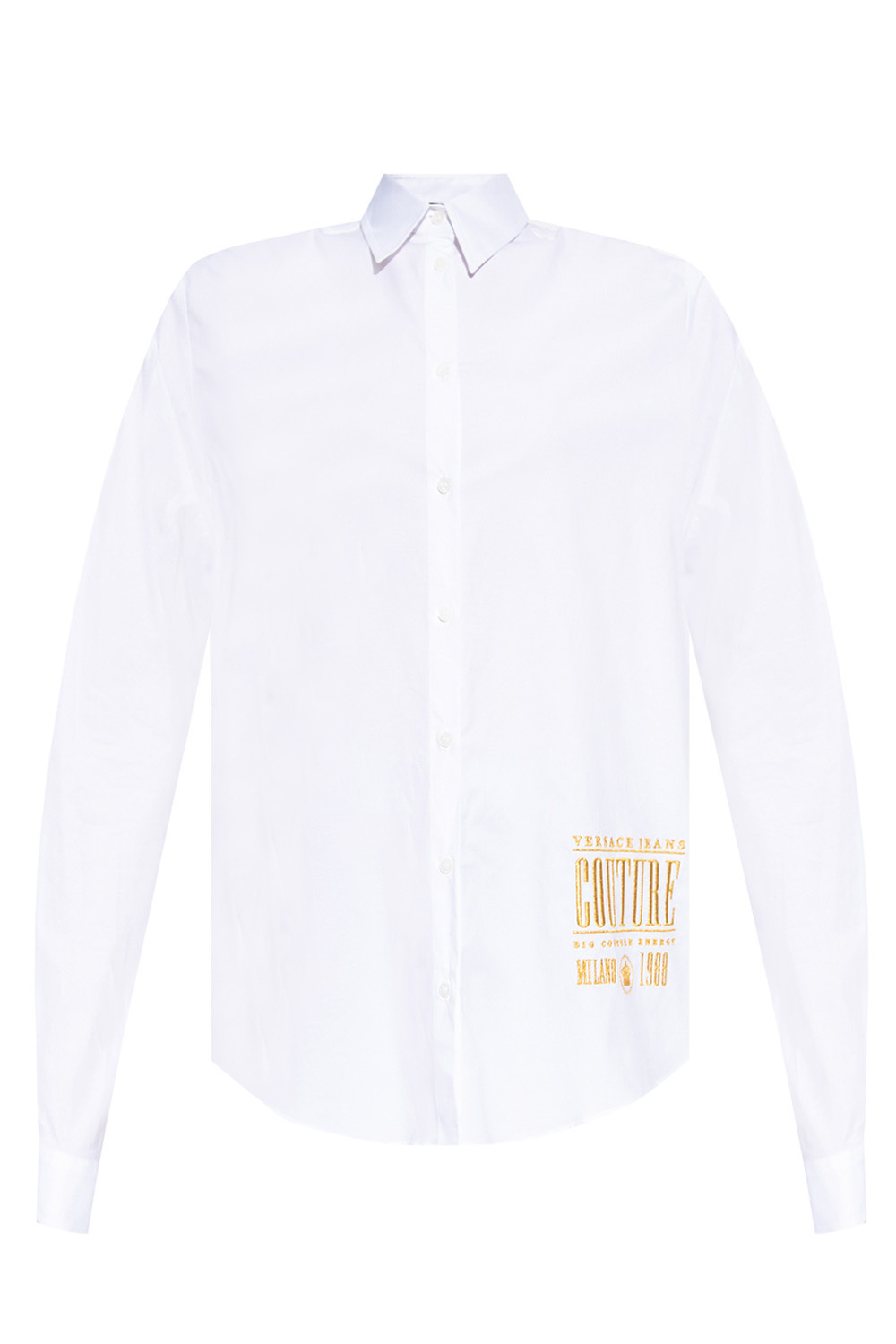 tie hem shirts Logo-embroidered shirt